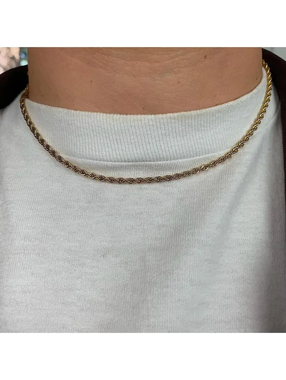 Y2k Vintage style Rope Chain Gold Plated Stainless Steel. Great to stack with!